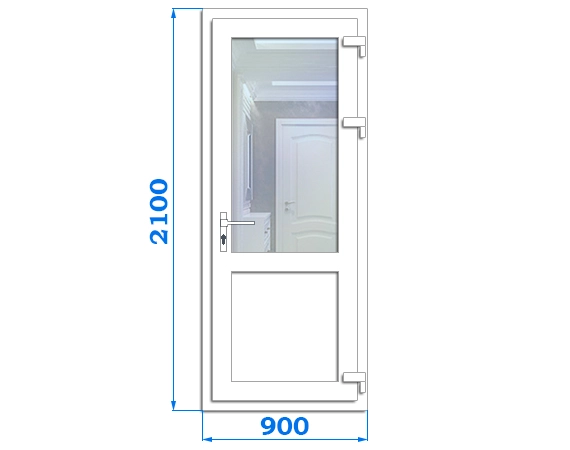 Металопластикові двері вхідні, розмір двері 900 x 2100