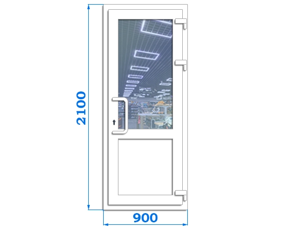 Металопластикові двері вхідні, розмір двері 900 x 2100