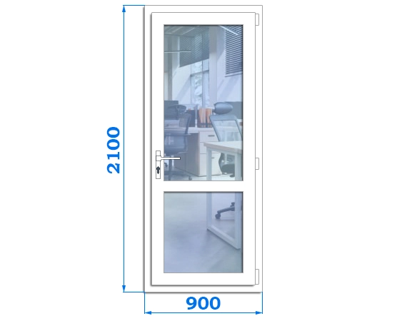 Металопластикові двері офісні, розмір двері 900 x 2100