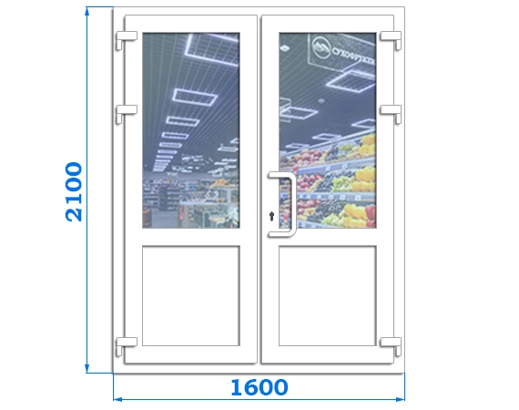 Подвійні металопластикові двері вхідні, розмір двері 1800 x 2100