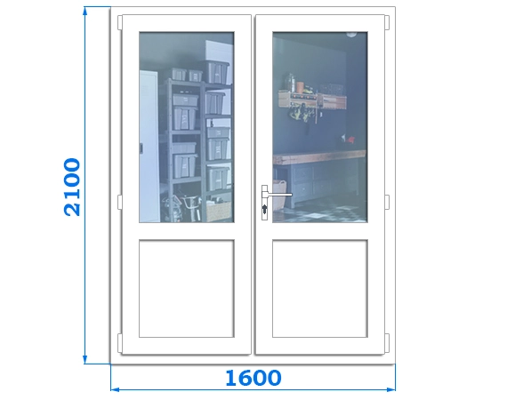 Подвійні металопластикові двері міжкімнатні, розмір двері 1800 x 2100